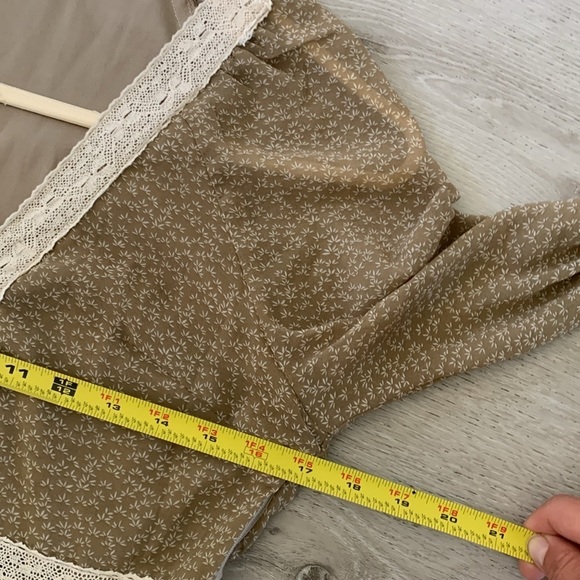 In Loom Floral Border Print Midi Dress‎ Size S cream tan boho cottage core - Picture 10 of 13